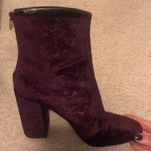 Jessica Simpson burgundy velvet booties